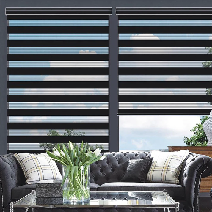 Custom Cordless Blackout Zebra Roller Shades - Image 12
