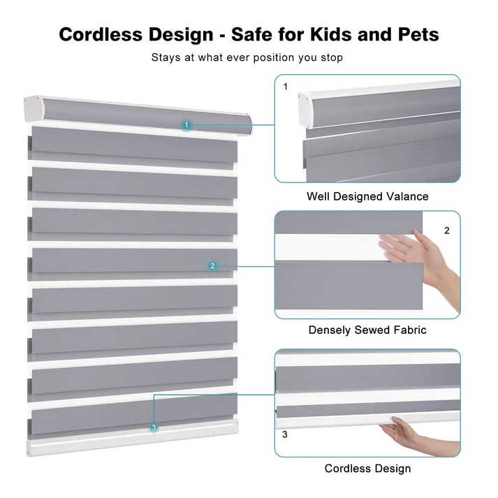 85% Blackout Cordless Zebra Roller shades - Image 11