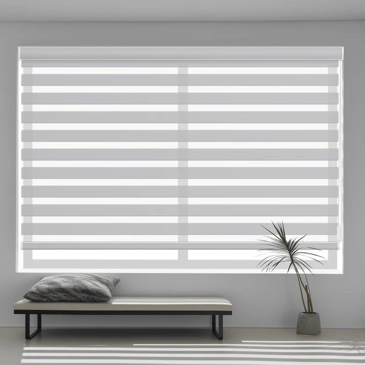 Custom Corded Light Filtering Zebra Roller Shades - Image 11