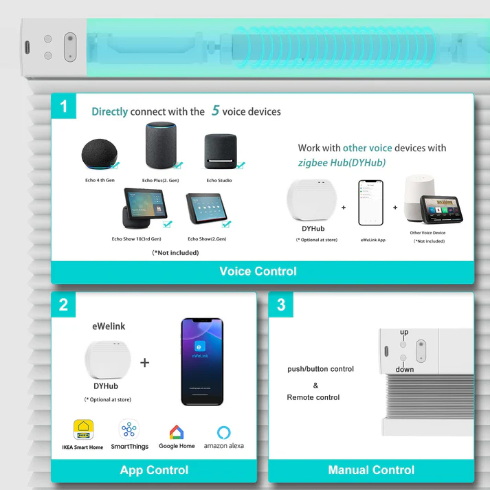 Smart 1.5 Inch Motorized Light Filtering Cellular Blinds for Window - Image 6